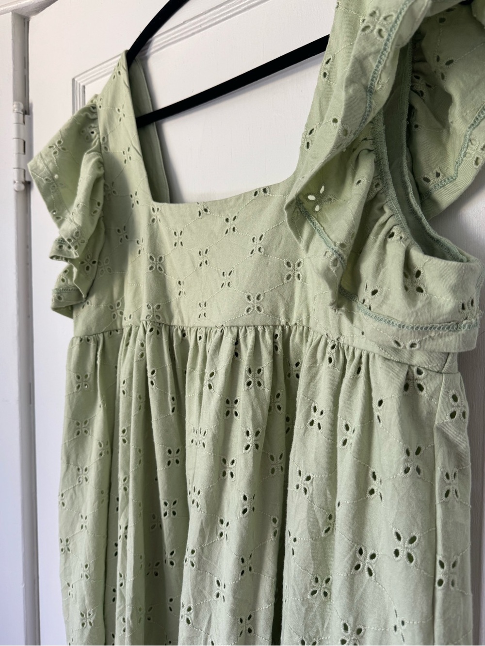 ASOS Eyelet Summer Babydoll Sage Green Dress - Picture 3 of 7